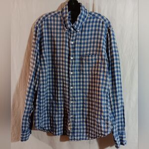 J Crew Mens L Slim Baird McNutt Irish Linen Button Shirt Preppy Plaid Coastal